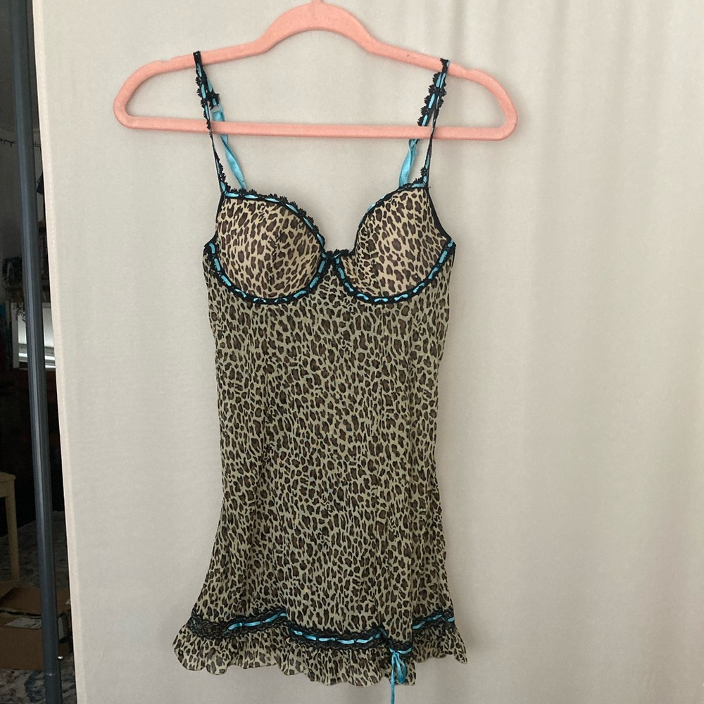 Vintage Y2K Cheetah Lace Lingerie Cami